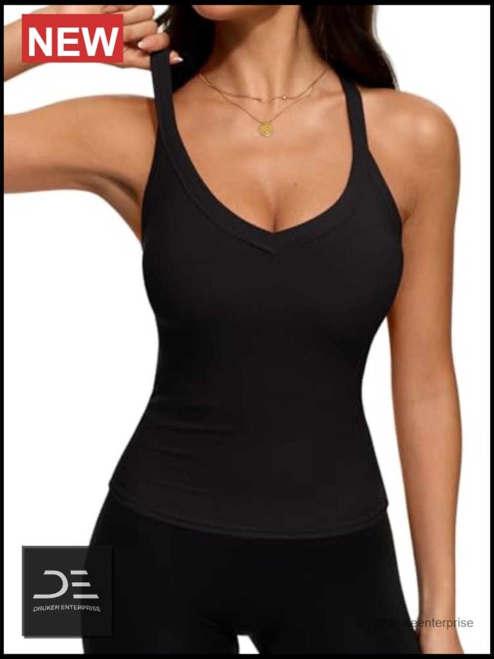 V Neck Racerback Tank Top - Ribbed Modal Spandex - Picture 2 of 6